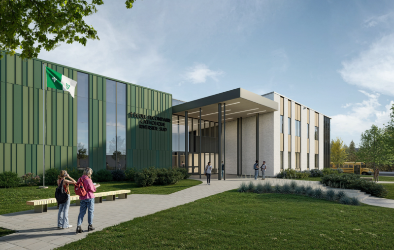 Photo de façade de la nouvelle école à Riverside-Sud