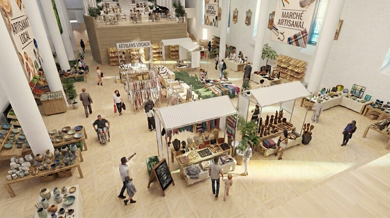 Concept architectural d'une foire communautaire