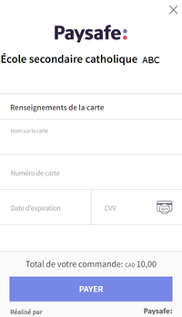 Page de paiement sécurisé Paysafe.