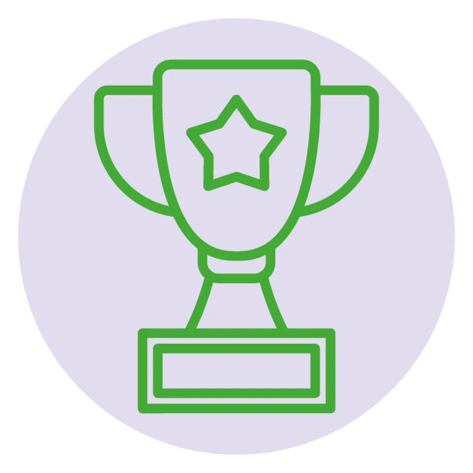 Icône d’un trophée avec une étoile au centre.