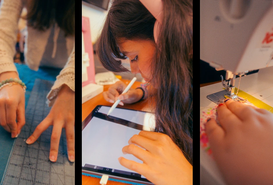 Élève qui prépare un projet couture