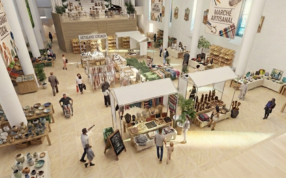 Concept architectural d'une foire communautaire