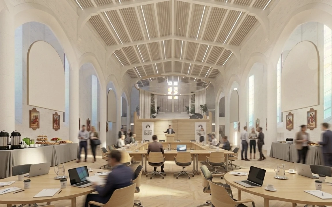Concept architectural d'un espace conférence