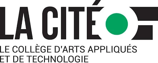 Logo du Collège La Cité, le collège d’arts appliqués et de technologie, avec un cercle vert et des formes noires stylisées
